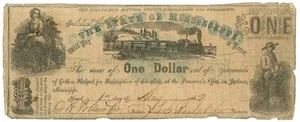 1862 State of Mississippi, Jackson, MS $1 Obsolete Note CR25B R10 Cotton Pledged - Picture 1 of 2