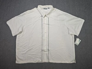 Cubavera Mens's Size 5XL Casual Button Down Shirt Bright White Short Sleeve - Picture 1 of 9