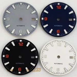 31mm White Watch Dial Green Luminous fit NH35 Movement fit 3 o'clock Crown - Picture 1 of 10