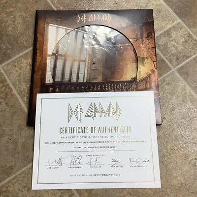 DEF LEPPARD DRASTIC SYMPHONIES - Vinyl LP Picture Disc & SIGNED AUTOGRAPH COA - Image 1 of 4