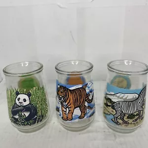 Lot Of 3 Vintage Welch's World Wildlife Fund Endangered Species Glass Jelly Jars - Picture 1 of 8
