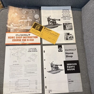 DeWalt Home Shop Instruction Power Tool Saw R-1150 & Unpacking, Parts and Stand - Image 1 of 4