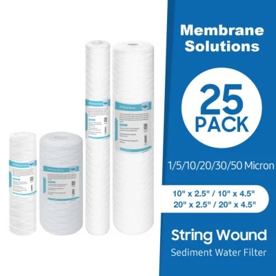 10"x2.5" 10"x4.5" 20"x2.5" 20"x4.5" String Wound Sediment Water Filter Cartridge - Image 1 of 4