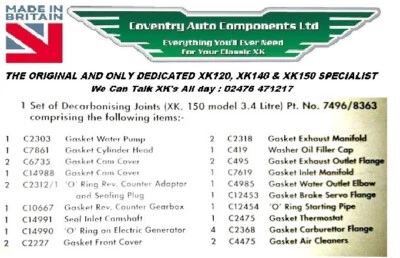 Juego de juntas de culata JAGUAR XK150'S, 3,4 ltr XK150'S Foto 1 de 4