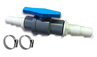 TS-TRADES Wartungsventil für Pool Absperrhahn für Schlauch Ø 32 38 wahlw. mit VA Schellen