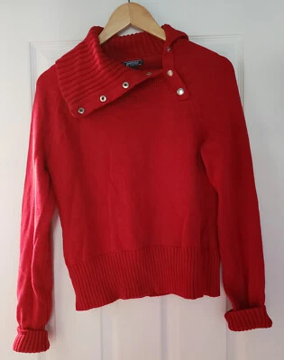 Женский свитер American Living Цвет красный Регулируемый Черепаховый Воротник Хлопковый пуловер - Изображение 1 из 4