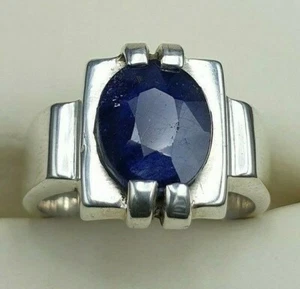 Sapphire Mens Ring 925 Sterling Silkver Oval Cut Genuine Gemstone Neelam Size 10 - Picture 1 of 5