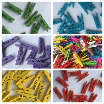 Mini Holzklammern Kleine Klammern Memo Clip Fotoclips Farbig Holz Wäscheklammern - Bild 1 von 2