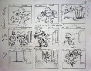 Rugrats 1991 Producción Howard E. Baker FIRMADO Dibujado a Mano Storyboard Página - Imagen 1 de 3