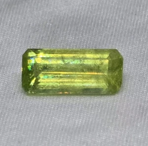Gorgeous! 3.34ct SI1 Emerald Cut 12.5x5.8x4.5mm Yllw Grn Ntrl Sphene Titanite! - Picture 1 of 4