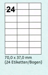 Etiketten selbstklebend * 70 x 37 mm * A4 Bögen zu je 24 Etiketten - Bild 1 von 1