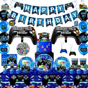 213pcs Video Gamer Birthday Party Decorations & Video Game Party Tableware - Picture 1 of 1