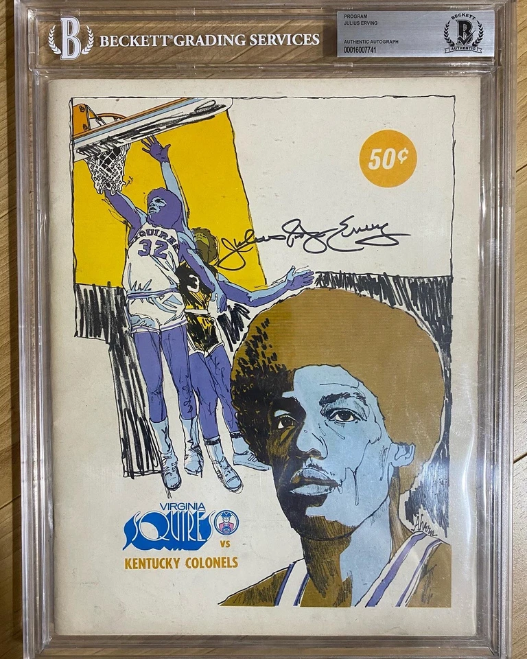 1971/1972 Julius Erving Rookie Año Programa ABA Firmado Automático BGS AUTENTICADO Foto 1 de 1