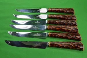 Set 6 coltelli da bistecca vintage Westall Richardson Sheffield Inghilterra - Foto 1 di 5