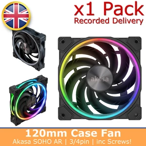 Akasa 120mm/12cm 3/4pin SOHO AR Case Fan inc screws! (x1 Pack) - Picture 1 of 1