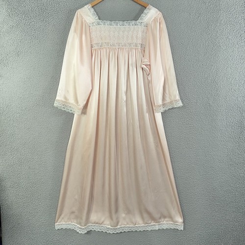 Camicia da notte Christian Dior media vintage anni 60 70 rosa raso pizzo manica lunga USA