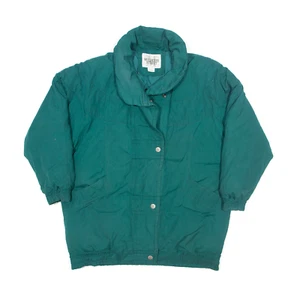Vintage MULBERRY STREET Down Insulated Coat Green 90s Womens L - Picture 1 of 8