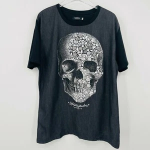 Camiseta manga corta Look54 Berlin para hombre talla XL blanca y negra con estampado floral de calavera - Imagen 1 de 7