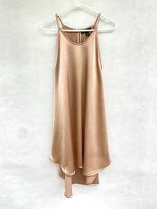 ☘️ Womens Ellery Australia Rose Gold Satin Sleeveless High-Low Dress Size 8 - Picture 1 of 10