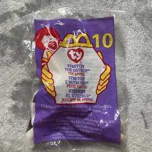 McDonald's Happy Meal TY Beanie Baby Stretchy The Ostrich #10 New In Package - Picture 1 of 2