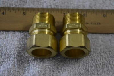 NEW Water Heater Tube Compression Fitting, ¾” NPT X ¾” Tube, Connector, 2 Pack - Image 1 of 4