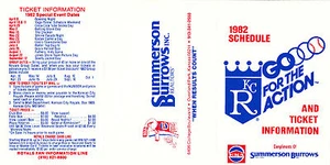 1982 KANSAS CITY ROYALS BASEBALL POCKET SCHEDULE - UNFOLDED - Picture 1 of 2