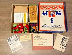 VINTAGE MONOPLY PARKER BROTHERS 1936 Salem,Mass NO BOARD - Picture 1 of 6