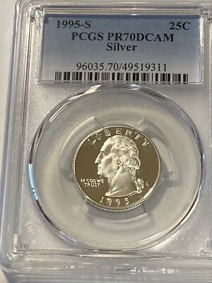 1995 S 25C Silver Washington Quarter Proof PCGS PR70DCAM - Image 1 of 2