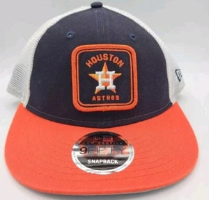 Houston Astros New Era 9Fifty LP Snapback Baseball Cap Orange Blue White Mesh - Picture 1 of 5