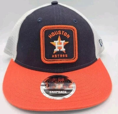 Houston Astros New Era 9Fifty LP Snapback Baseball Cap Orange Blue White Mesh - Image 1 of 4