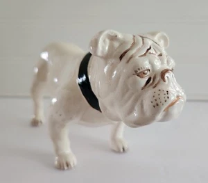 Vintage Porcelain English Bulldog Figurine With Black Collar Mid Century Mod - Picture 1 of 11