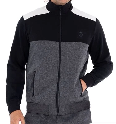 Sm. U.S. Polo Assn. Chaqueta deportiva para hombre con cremallera completa Colorblock negra gris crema nueva con etiquetas Foto 1 de 4