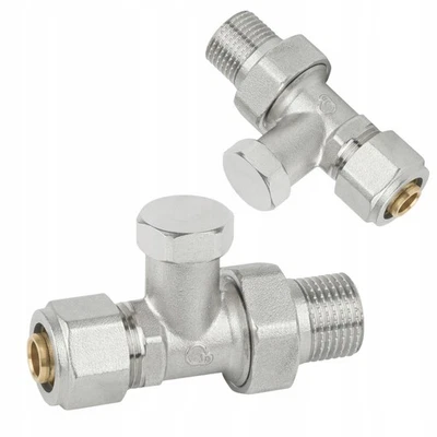 DIAMOND Heizkörperventil 16x1/2" gerade mit PEX 16mm Adapter Absperrventil Messing