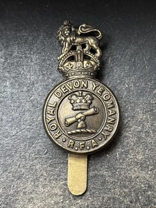 Royal Devon Yeomanry, RFA, Royal Field Artillery British Army Cap Badge. - Picture 1 of 6