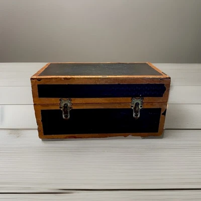 Primitive Doll Trunk/Doll Clothes Chest, Black And Orange Halloween - Image 1 of 4