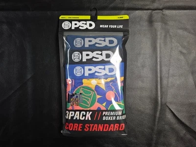 PSD 3-Pack Core Standard Premium Boxer Briefs M/L/XL Flower Hippie Psychedelic - Image 1 of 4