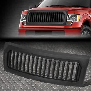[VERTICAL SLAT]FOR 09-14 FORD F150 F-150 MATTE BLACK FRONT BUMPER GRILLE GRILL - Bild 1 von 7