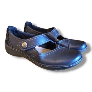 Zapato para mujer Clarks Cora Dahlia Mary Jane talla 7 1/2 negro cuero plano - Imagen 1 de 24