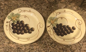 Lot of 2  - Tabletops Unlimited Vino Purple Grapes Vine 10 3/4"  Dinner Plates - Picture 1 of 13