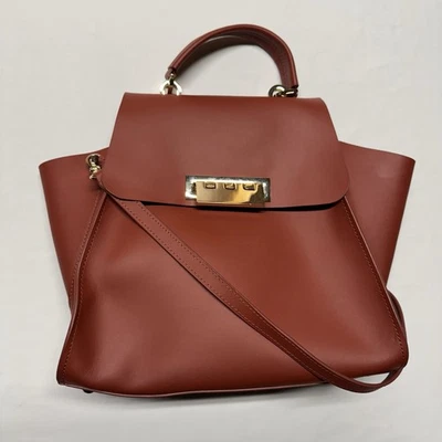 Bandolera Zac Posen Eartha Icónica Bolso Mango Superior Cuero Rojo Óxido Foto 1 de 4
