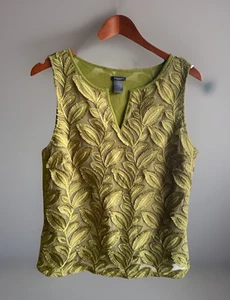 Ann Taylor Factory Damen olivgrün Blätter bestickt ärmellos Gr. M - Bild 1 von 3