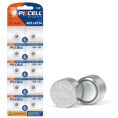 Paquete de 10 AG5 393 LR48 LR754 SR754W SR48 1,5 voltios reloj alcalino batería pc Foto 1 de 2