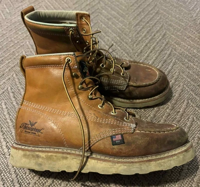 Botas de trabajo Thorogood American Heritage MAX con cuña de cuero punta suave para hombre - 8,5EE Foto 1 de 4