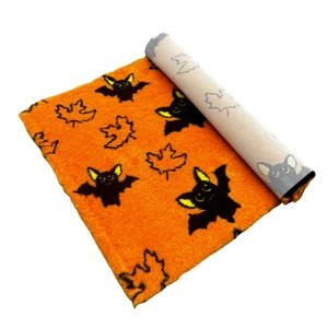 Pawstrading Tierarztbett Herbst Halloween orange Fledermausblatt Bettwäsche Fleece Hundematte - Bild 1 von 10