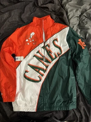 Cortavientos Mitchell & Ness Para Hombres Miami Hurricanes Arqueado Retro Forrado Cremallera Completa Foto 1 de 3