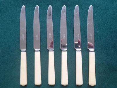 Cuchillo de mantequilla vintage Randall & Co Sheffield mango de hueso sintético x 6 Foto 1 de 4