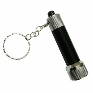 Mini Convex Aluminium LED Flashlight Black Torch Pocket KeyRing Clip Hook - Picture 1 of 1