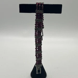 Pulsera vintage con cuentas múltiples hebras de color púrpura - Imagen 1 de 7