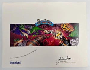 1994 Disneyland Roger Rabbit Auto Toon Spin Eröffnungszertifikat - gerahmt 14x12" - Bild 1 von 6