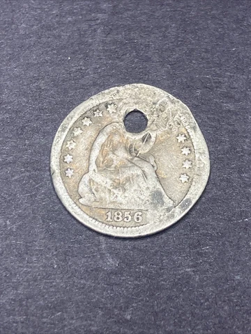 1856 Seated Liberty Half Dime 5c, Cull, Holed, Damaged, Make An Offer Cover